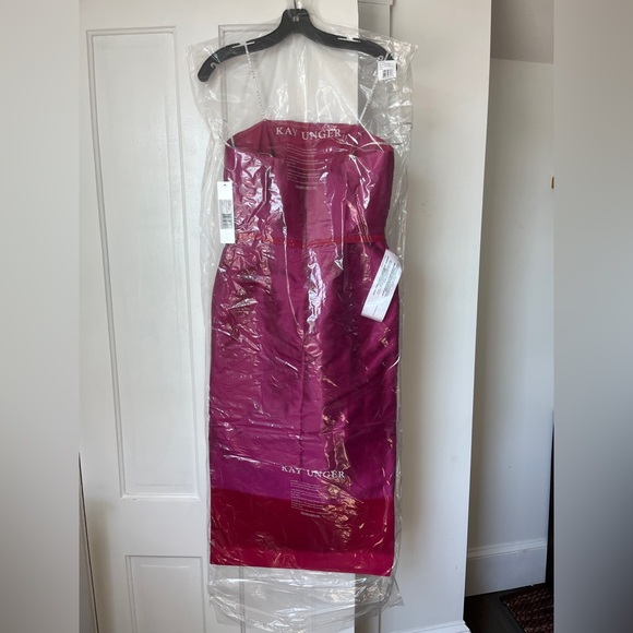 NEW Kay Unger Tea-Length Cerise/Bright Pink Dress - Picture 3 of 5